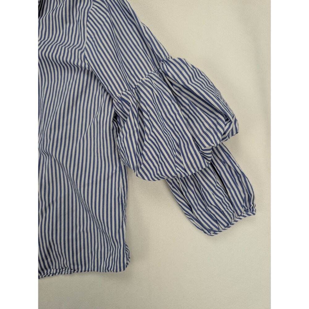 RO&DE Striped Ruffle Sleeve Button-Up Blouse XS - Picture 7 of 10